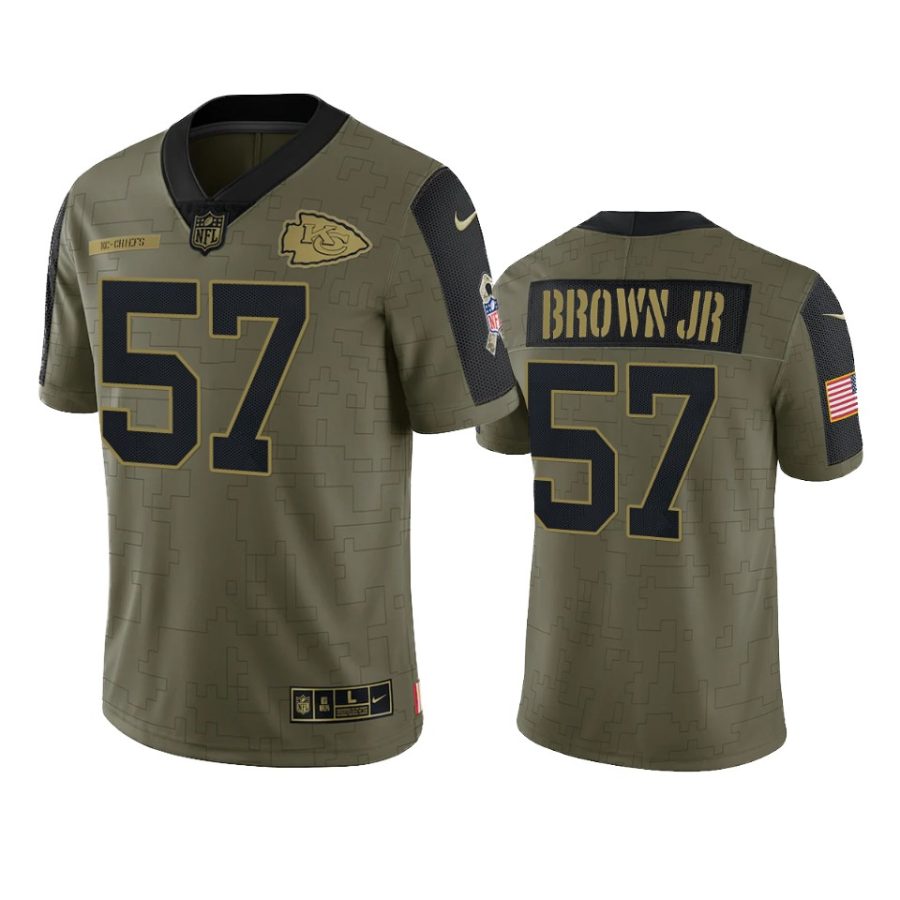 chiefs orlando brown jr. olive limited 2021 salute to service jersey