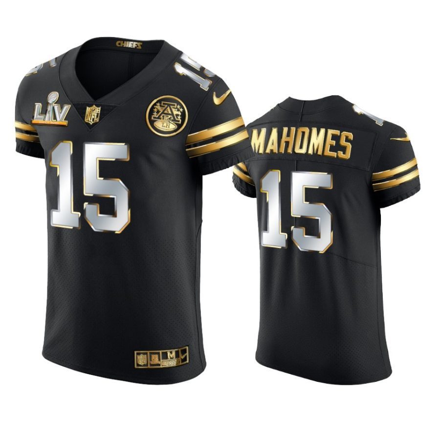 chiefs patrick mahomes black golden elite super bowl lv jersey