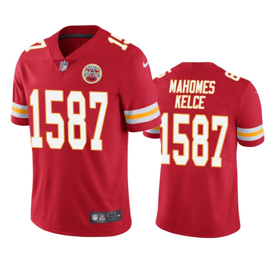 chiefs patrick mahomes red cp player travis kelce jersey