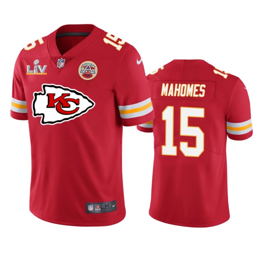 chiefs patrick mahomes red super bowl lv team logo jersey