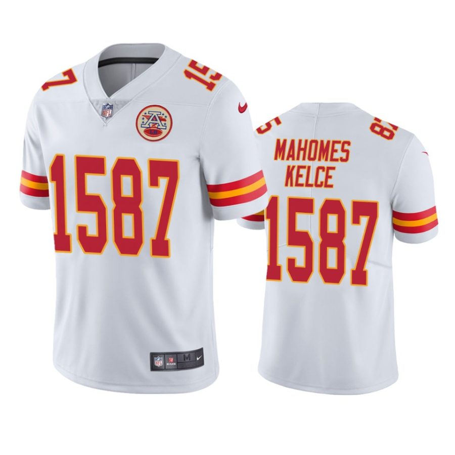 chiefs patrick mahomes white cp player travis kelce jersey