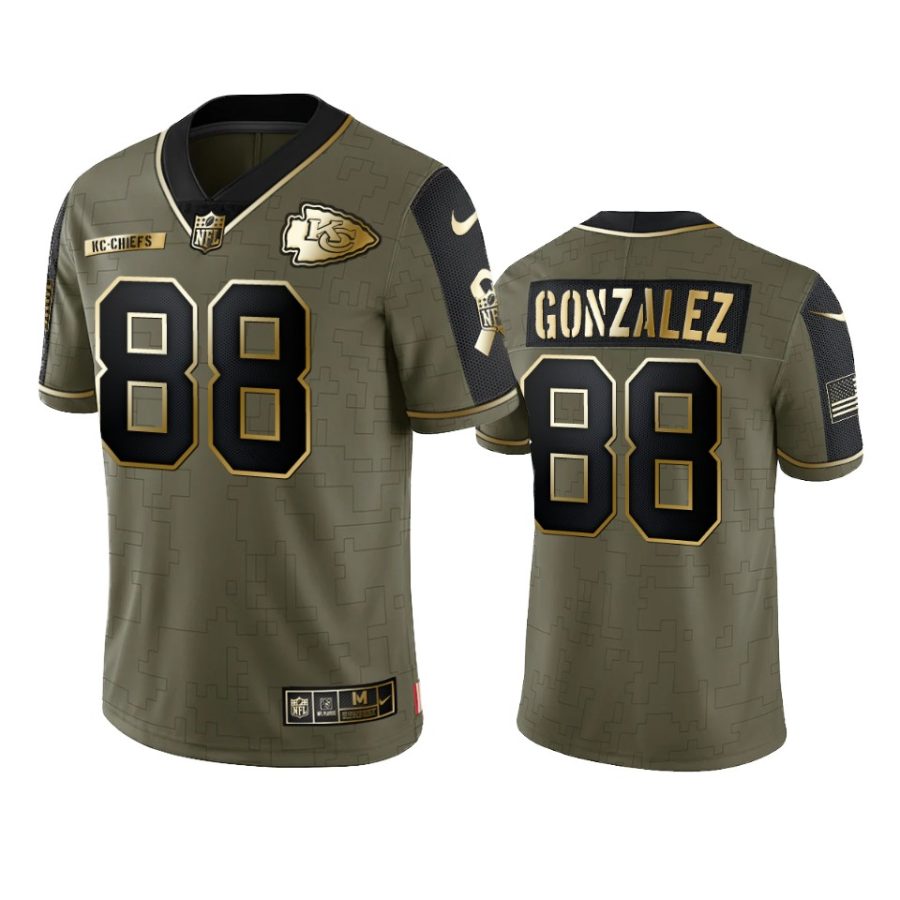 chiefs tony gonzalez olive gold limited 2021 salute to service jersey