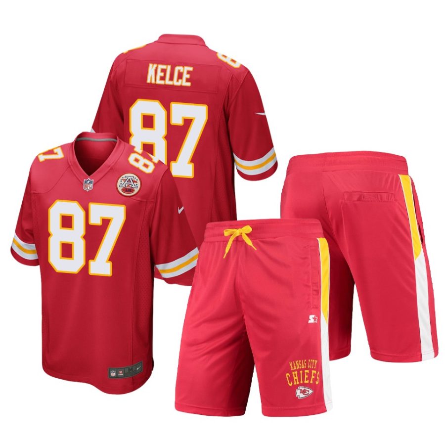 chiefs travis kelce red game shorts jersey