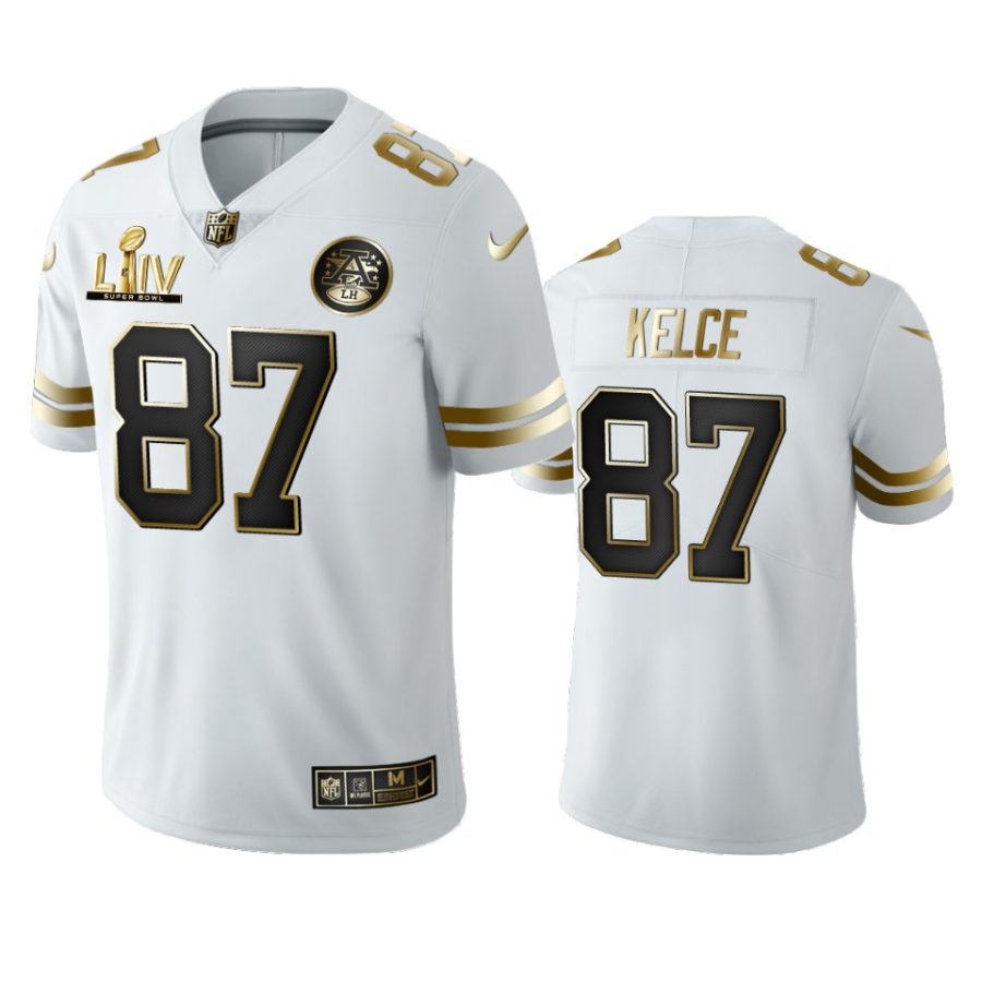 chiefs travis kelce white golden edition super bowl liv jersey