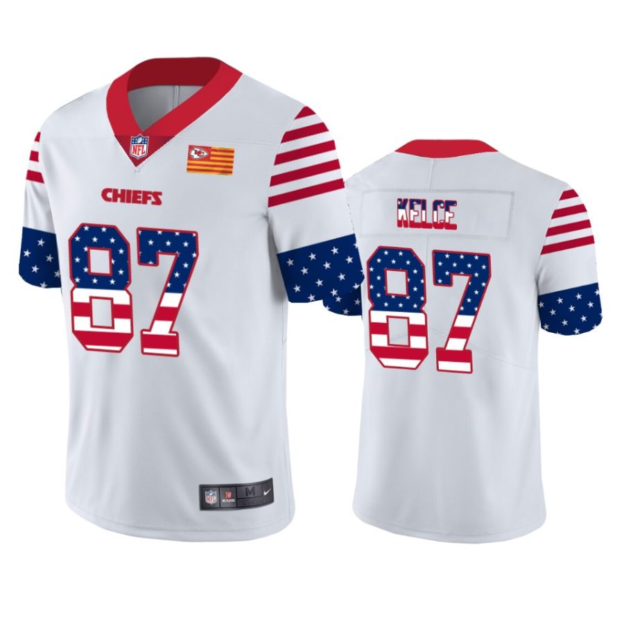 chiefs travis kelce white independence day vapor jersey