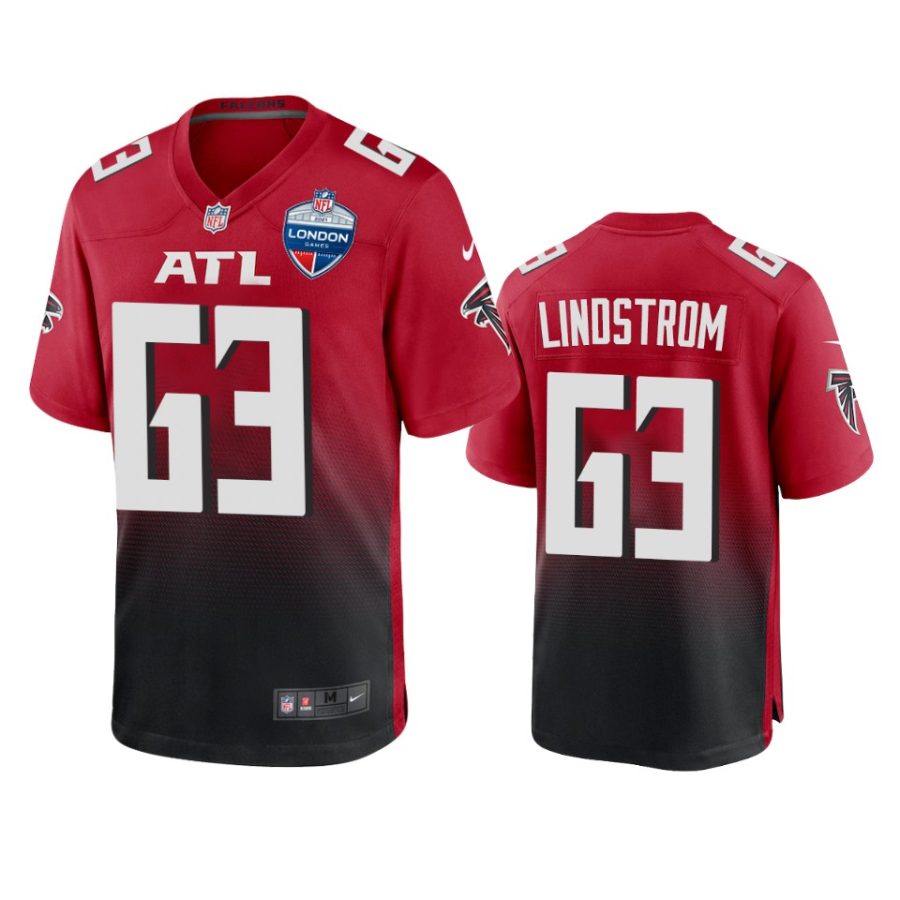 chris lindstrom falcons red 2021 nfl london game jersey