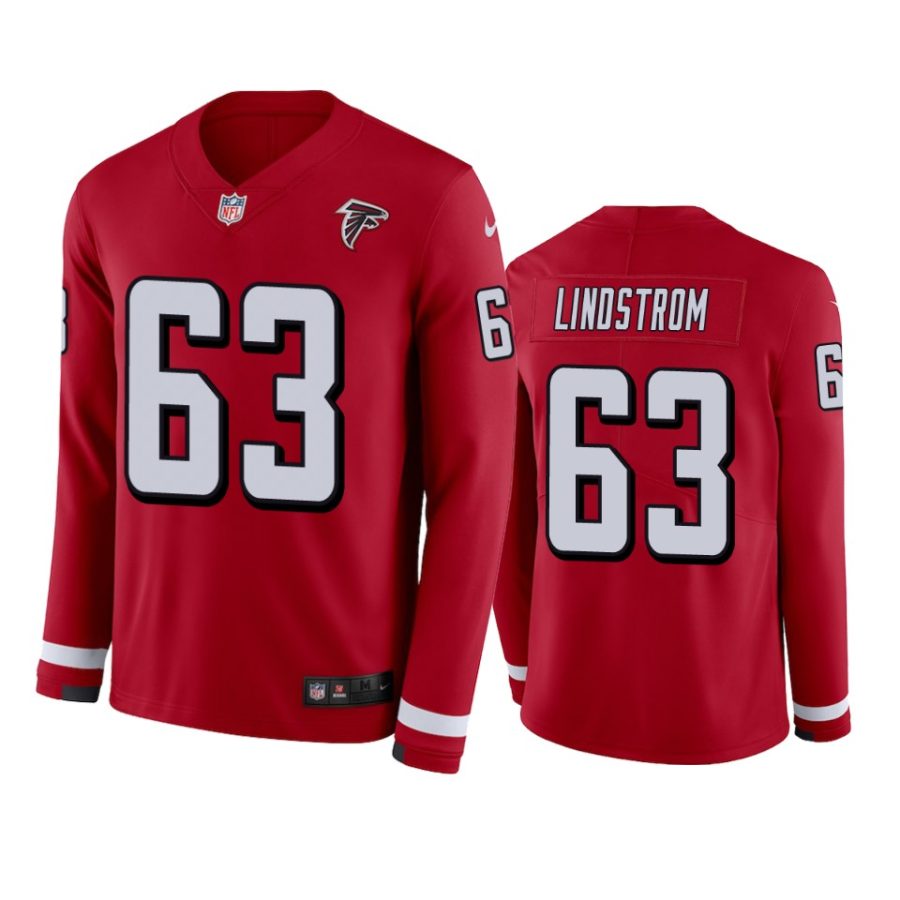 chris lindstrom falcons red therma long sleeve jersey