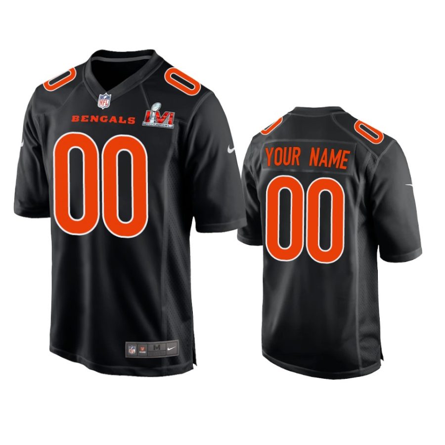 cincinnati bengals custom black super bowl 56 game fashion jersey