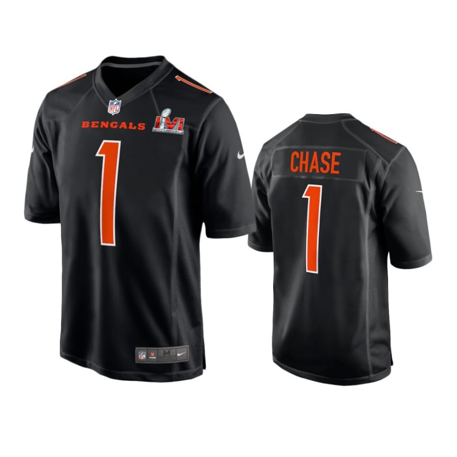 cincinnati bengals jamarr chase black super bowl 56 game fashion jersey