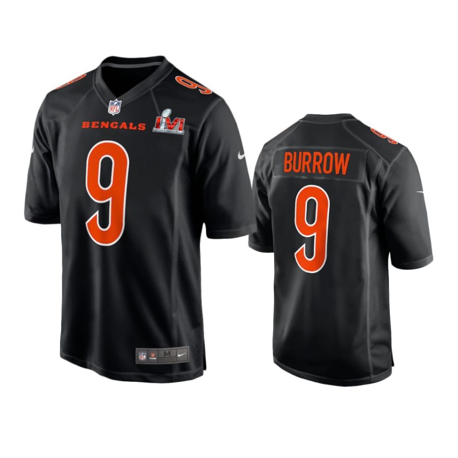 cincinnati bengals joe burrow black super bowl 56 game fashion jersey