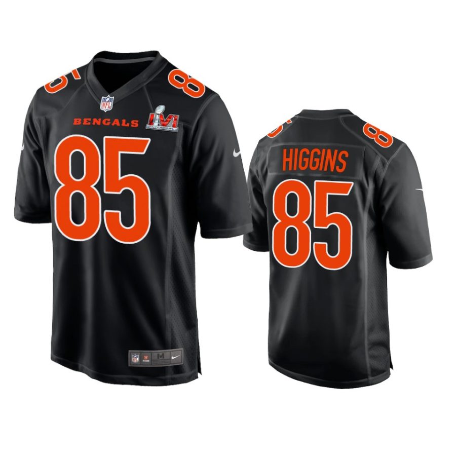 cincinnati bengals tee higgins black super bowl 56 game fashion jersey