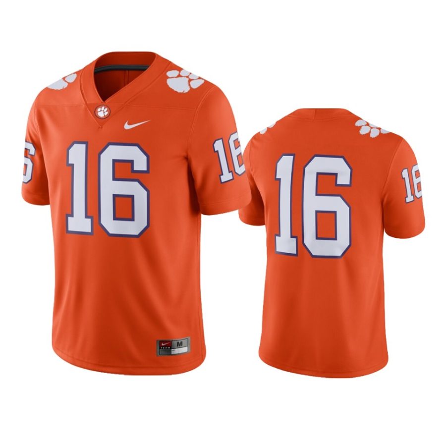 clemson tigers 16 orange game jersey