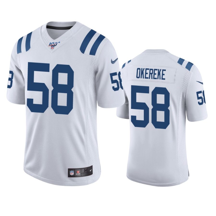 colts bobby okereke white limited 100th season jersey