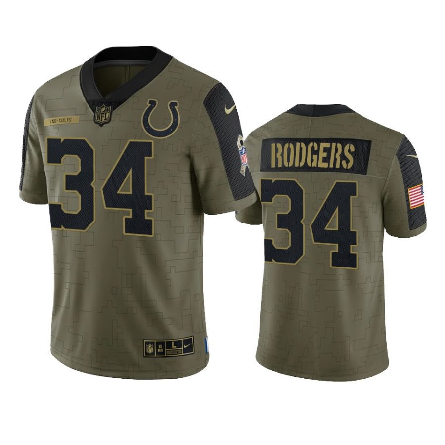 colts isaiah rodgers olive limited 2021 salute to service jersey