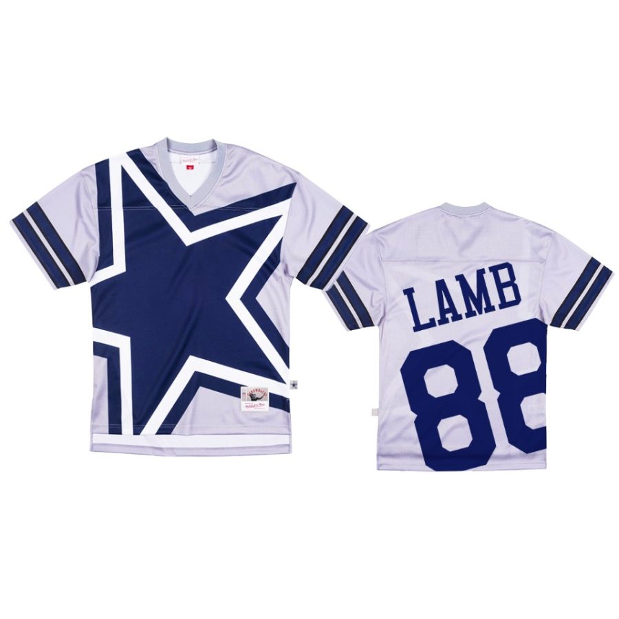 cowboys ceedee lamb gray big face jersey