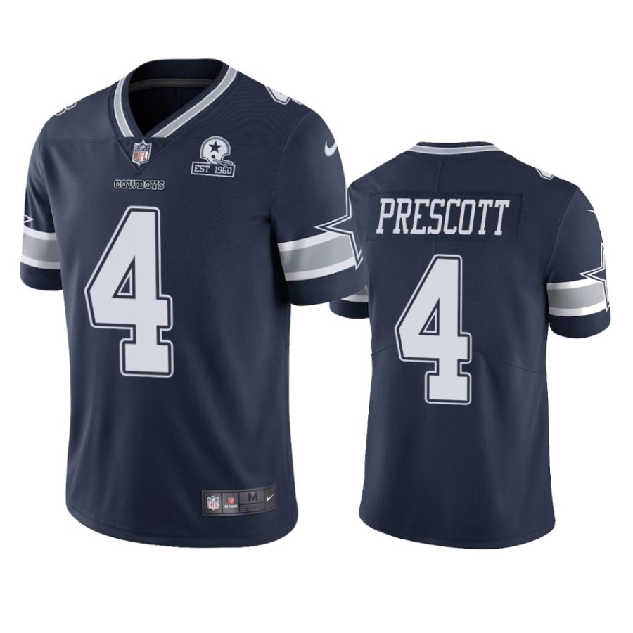 cowboys dak prescott navy 60th anniversary vapor limited jersey