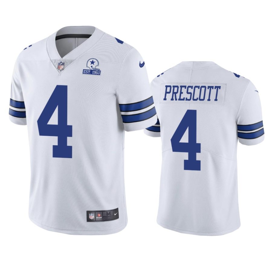 cowboys dak prescott white 60th anniversary vapor limited jersey