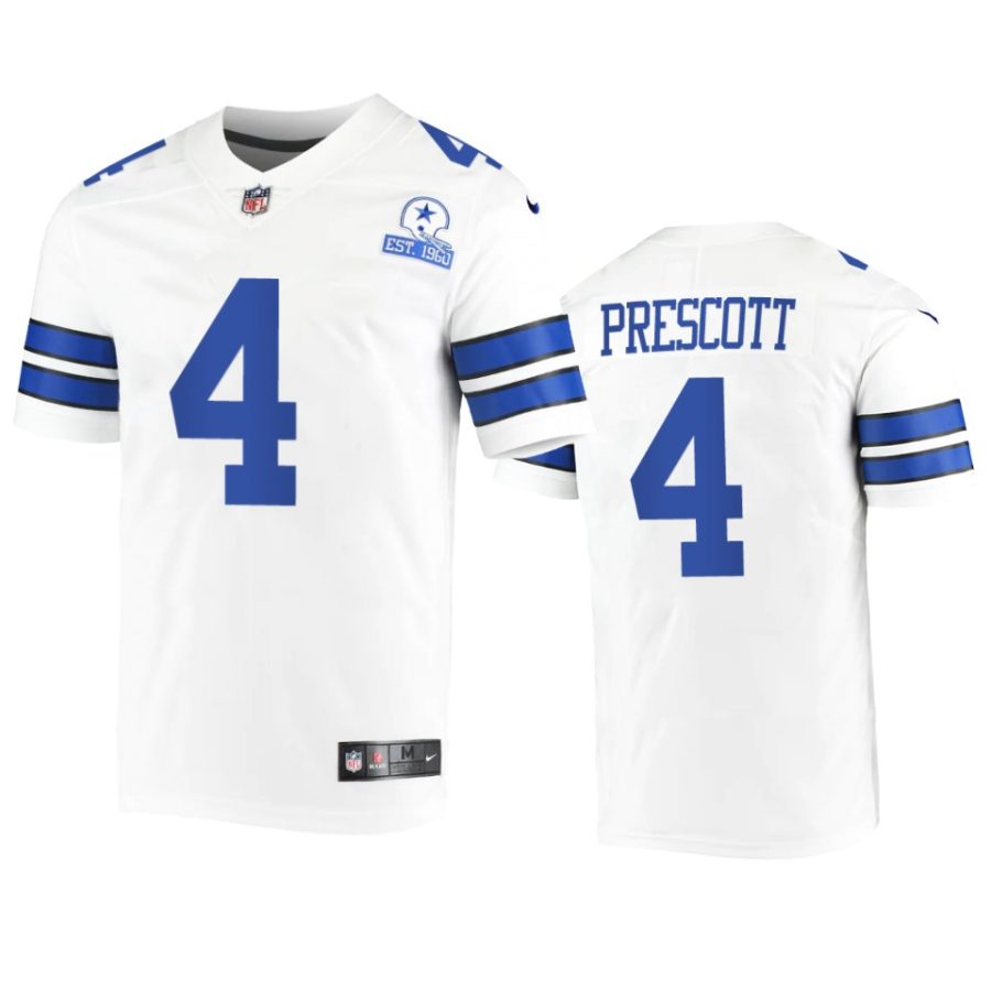 cowboys dak prescott white 60th season vintage jersey