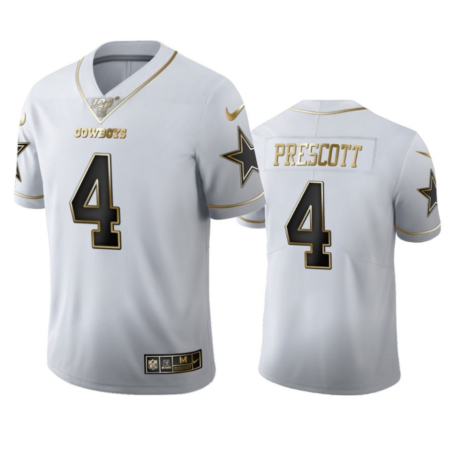 cowboys dak prescott white golden edition 100th season jersey