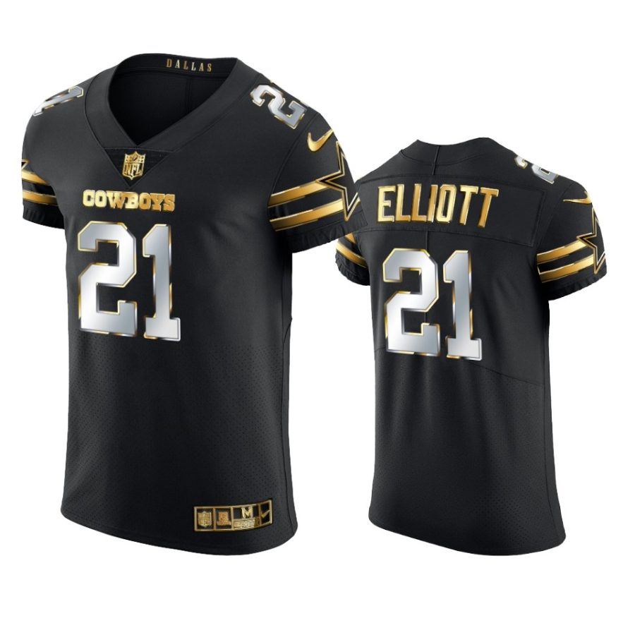 cowboys ezekiel elliott black 2020 21 golden edition elite jersey