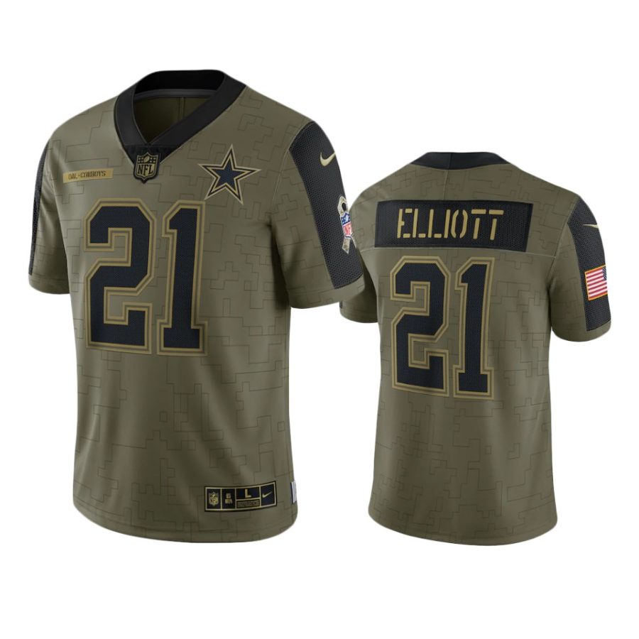 cowboys ezekiel elliott olive limited 2021 salute to service jersey