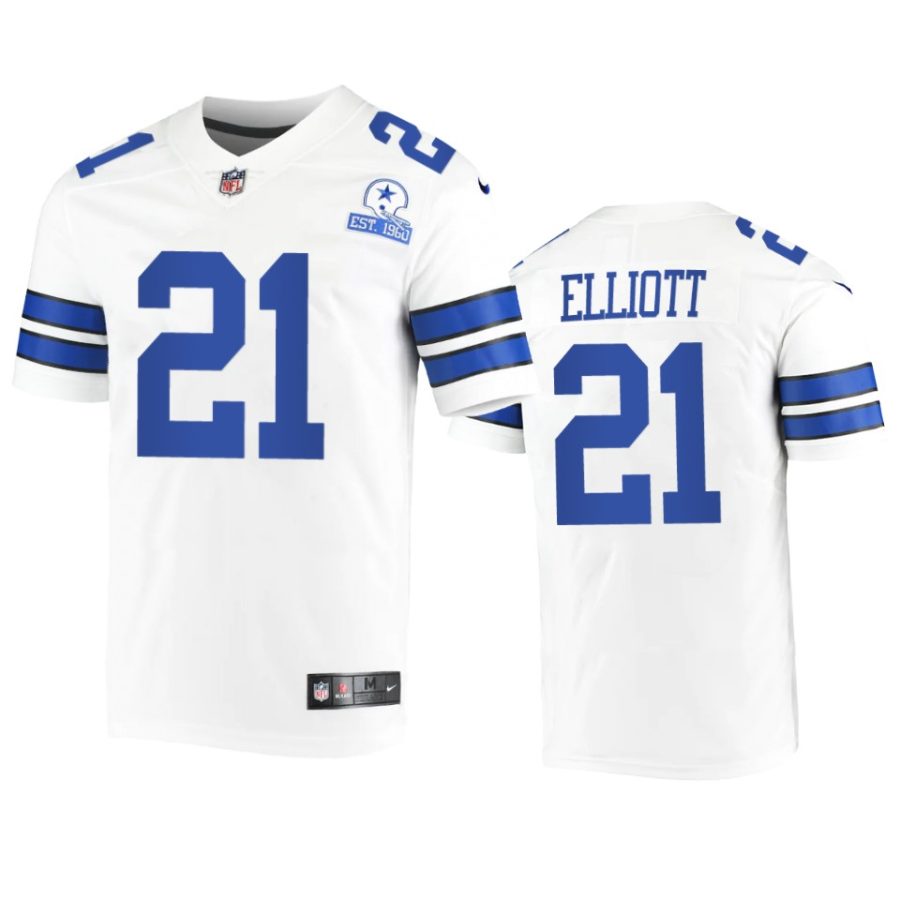 cowboys ezekiel elliott white 60th season vintage jersey