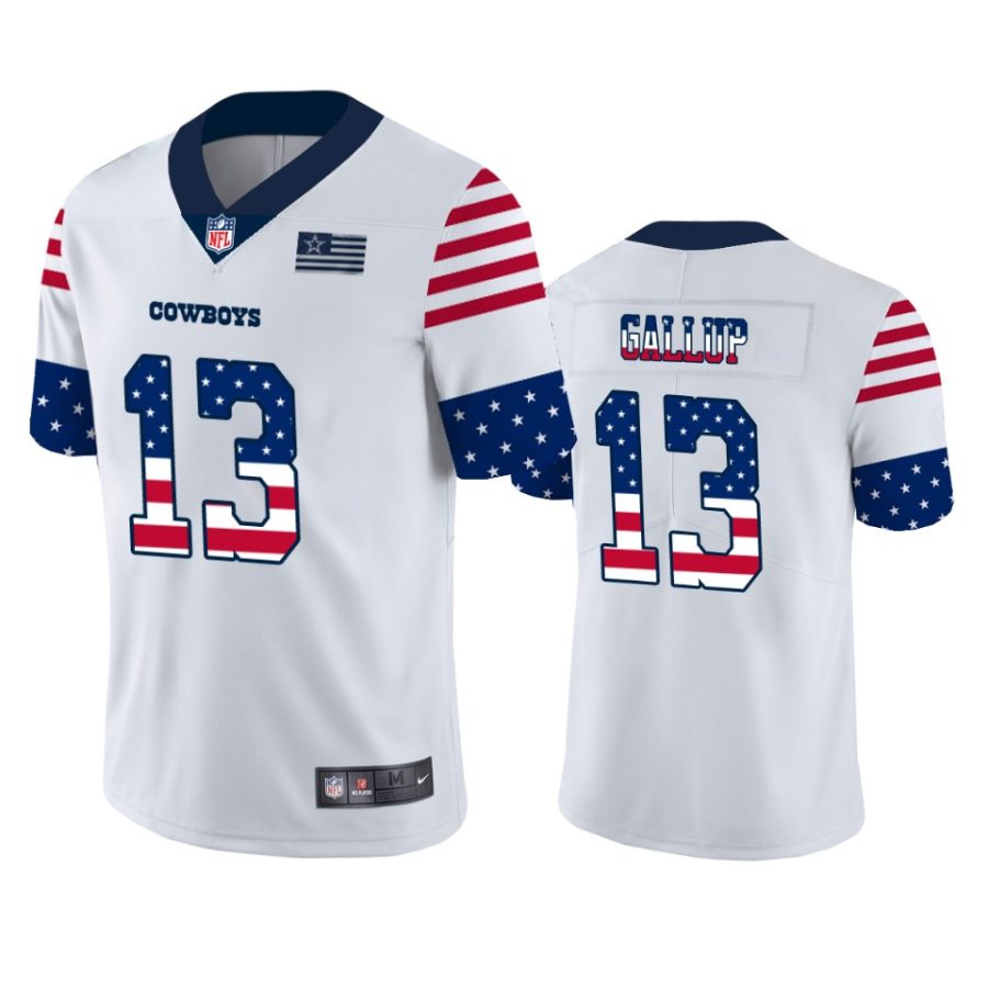 cowboys michael gallup white independence day vapor jersey