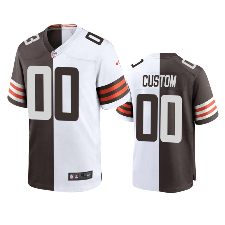 custom browns brown white split game jersey