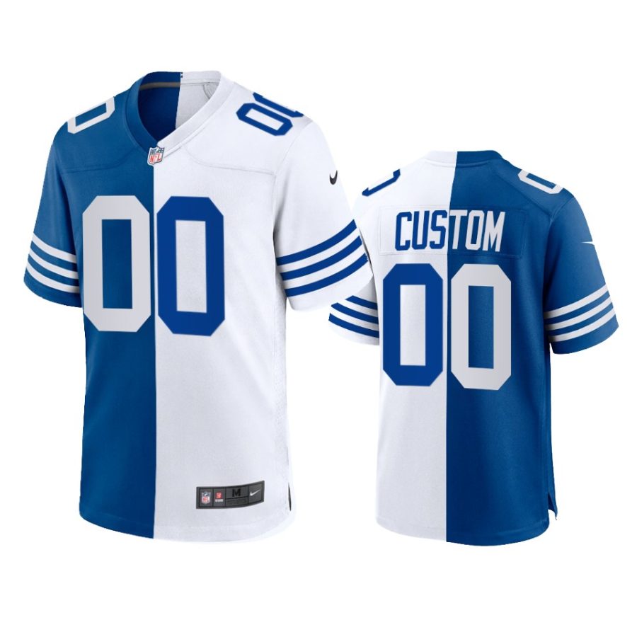 custom colts royal white throwback split jersey