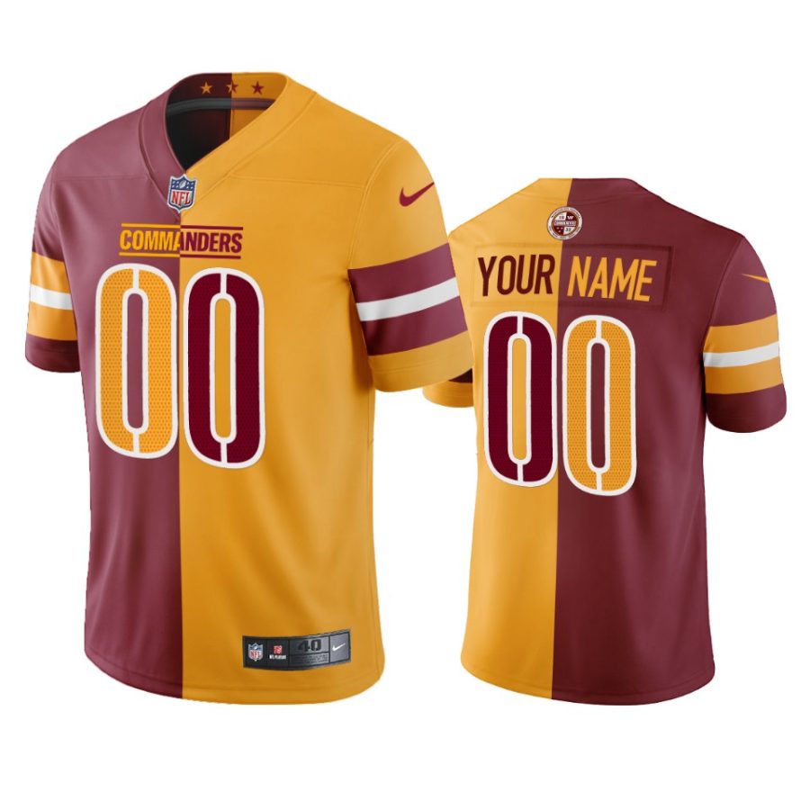 custom commanders burgundy gold split jersey