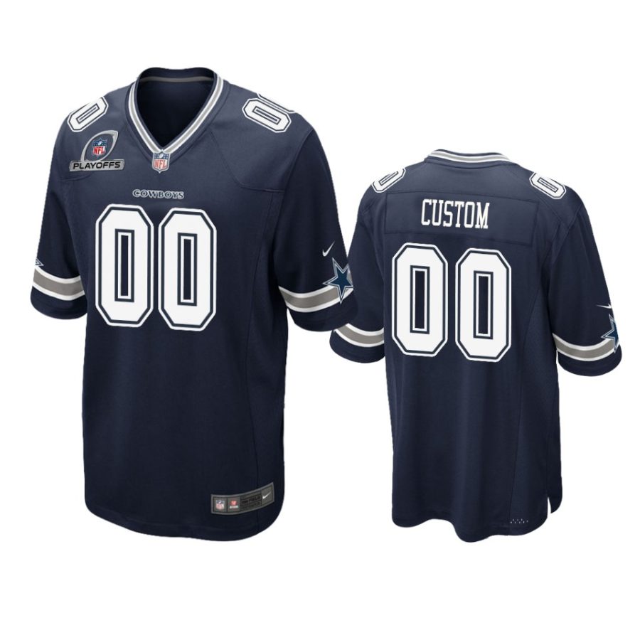 custom cowboys navy 2021 nfl playoffs patch jersey