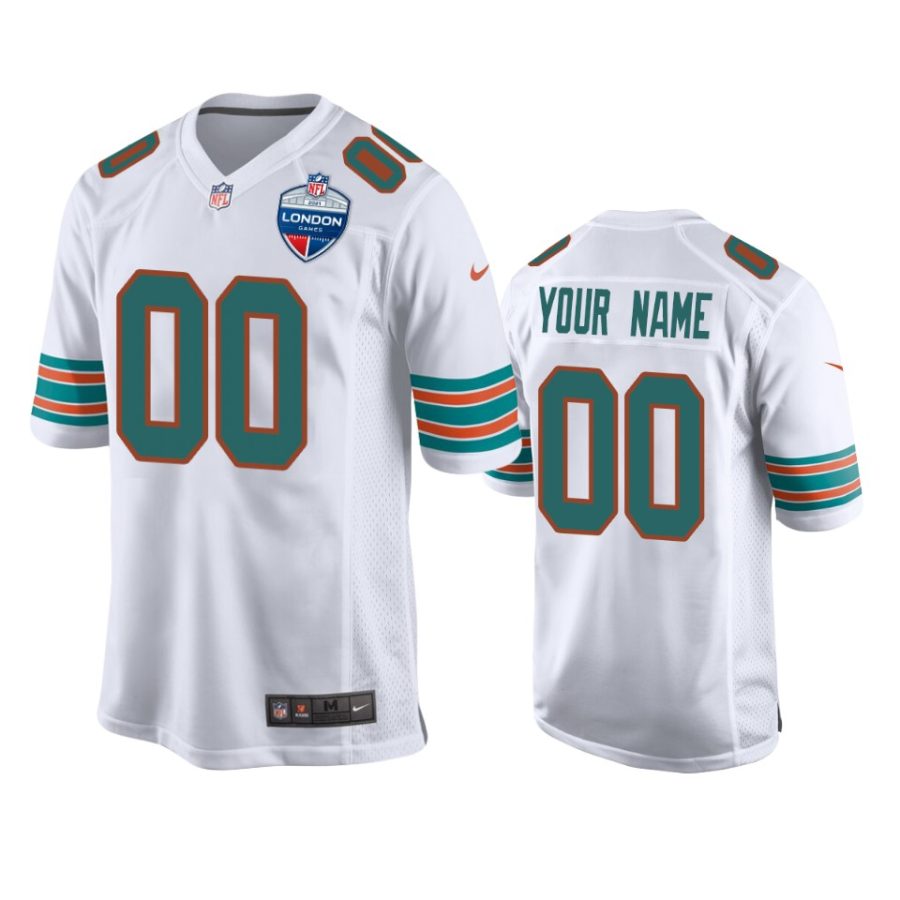 custom dolphins white 2021 nfl london game game jersey