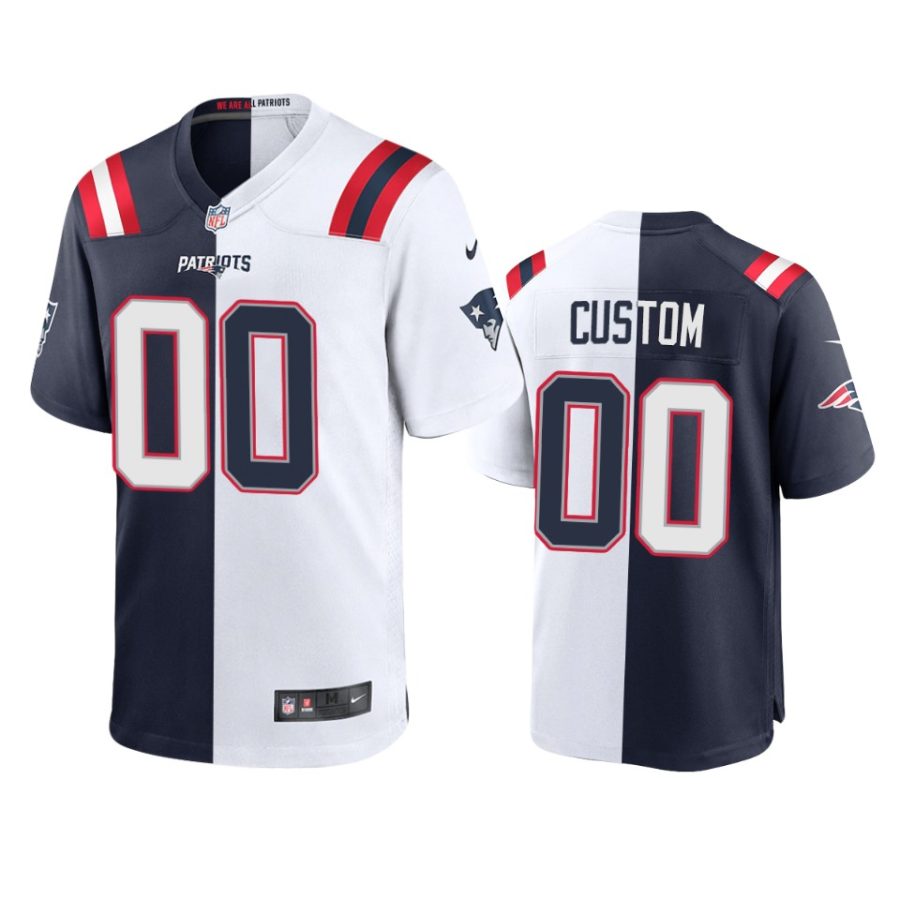 custom patriots navy white split game jersey