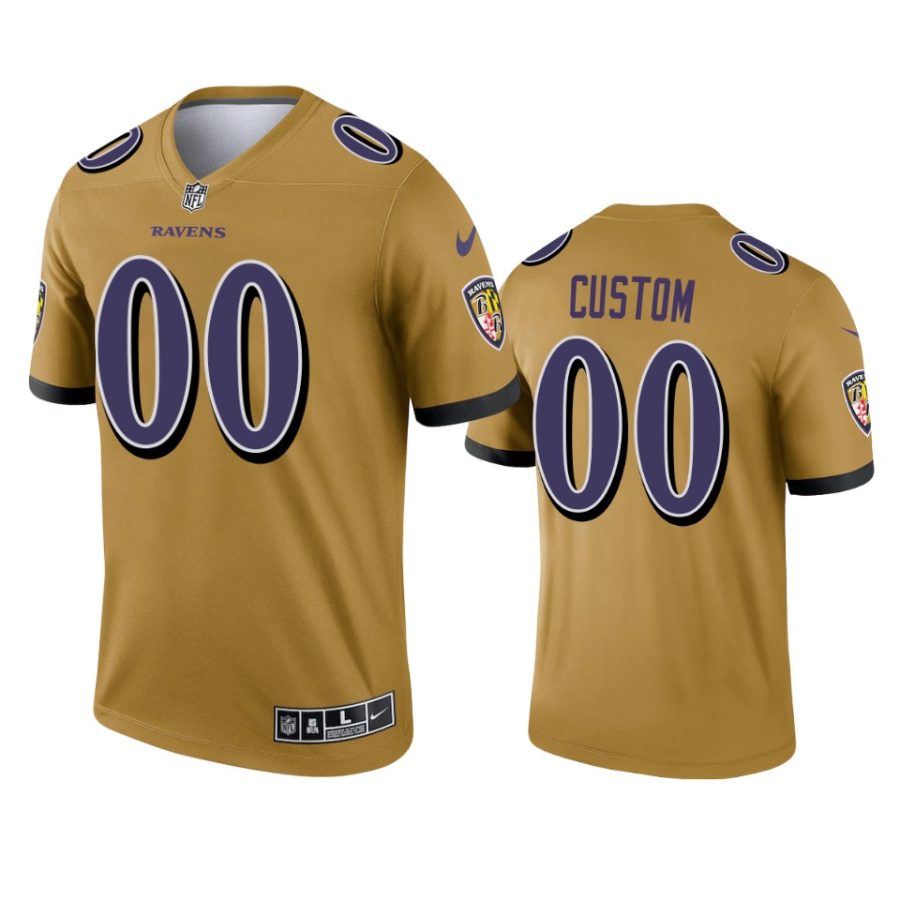 custom ravens 2021 inverted legend gold jersey