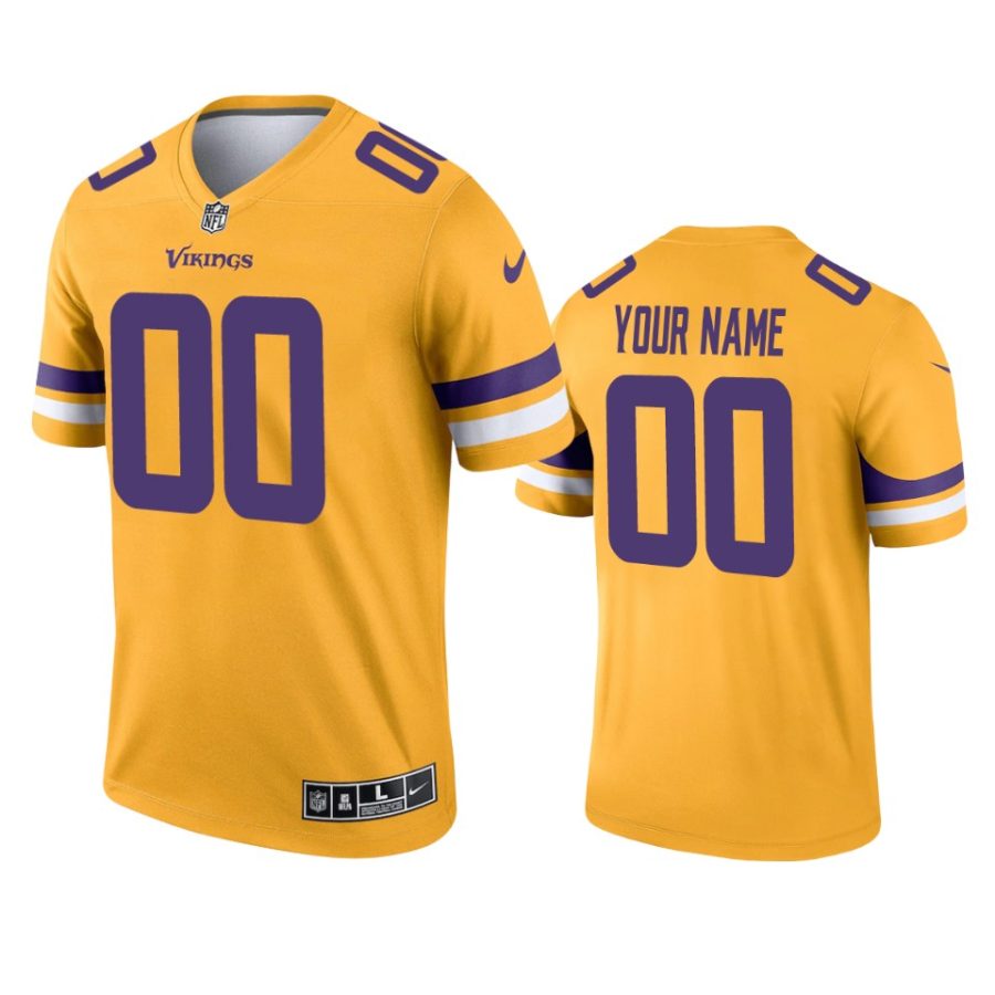 custom vikings 2021 inverted legend gold jersey