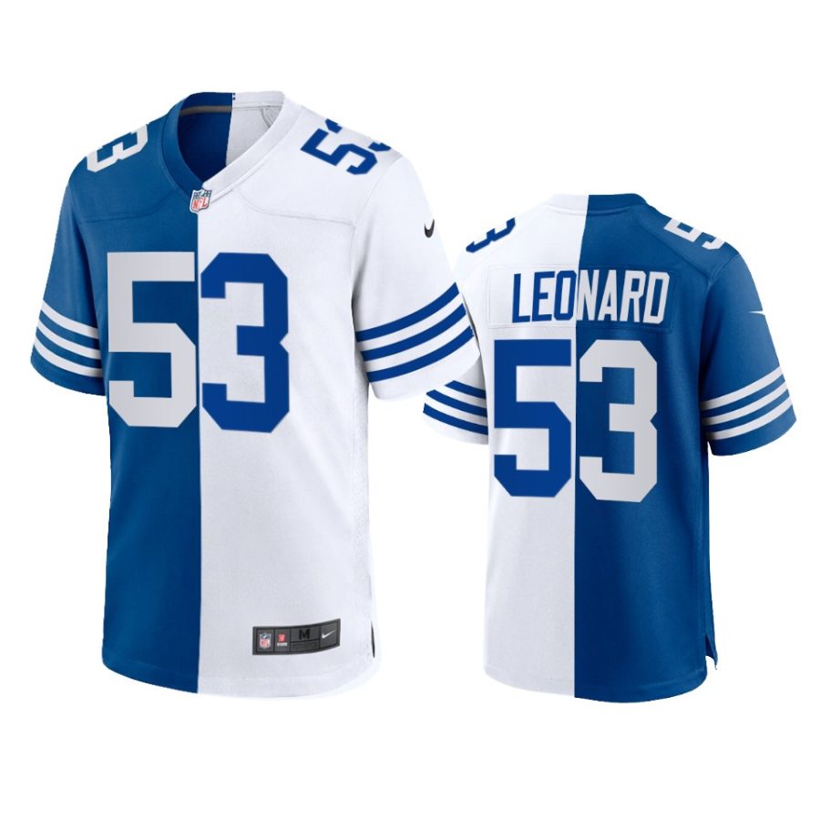 darius leonard colts royal white throwback split jersey