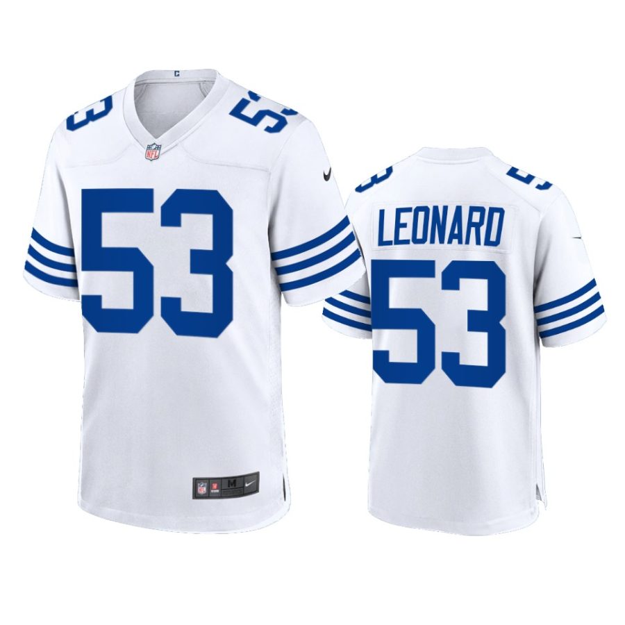 darius leonard colts white throwback game jersey