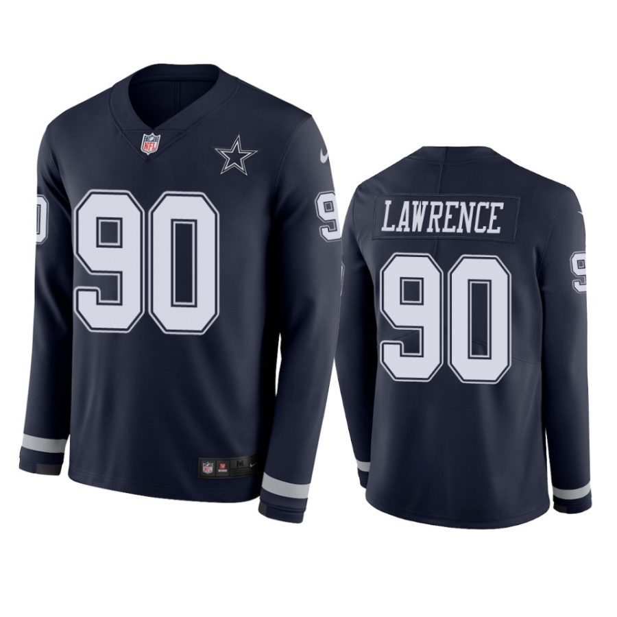 demarcus lawrence cowboys navy therma long sleeve jersey