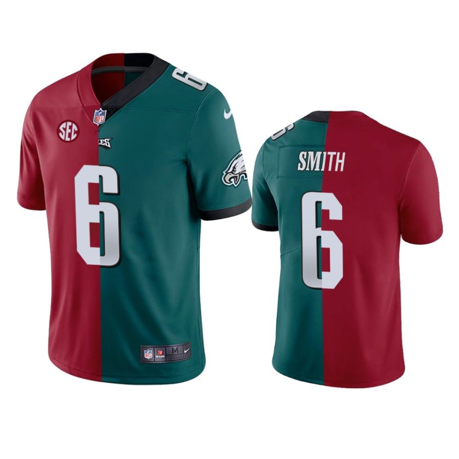 devonta smith eagles crimson green 2021 nfl draft split jersey