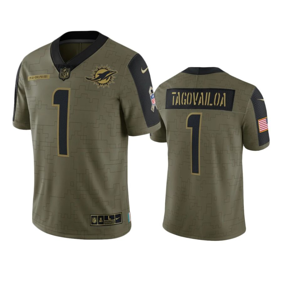 dolphins tua tagovailoa olive limited 2021 salute to service jersey