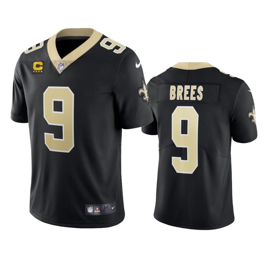 drew brees saints black captain vapor limited jersey