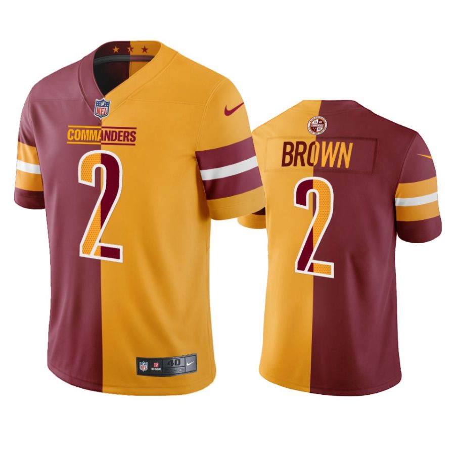 dyami brown commanders burgundy gold split jersey