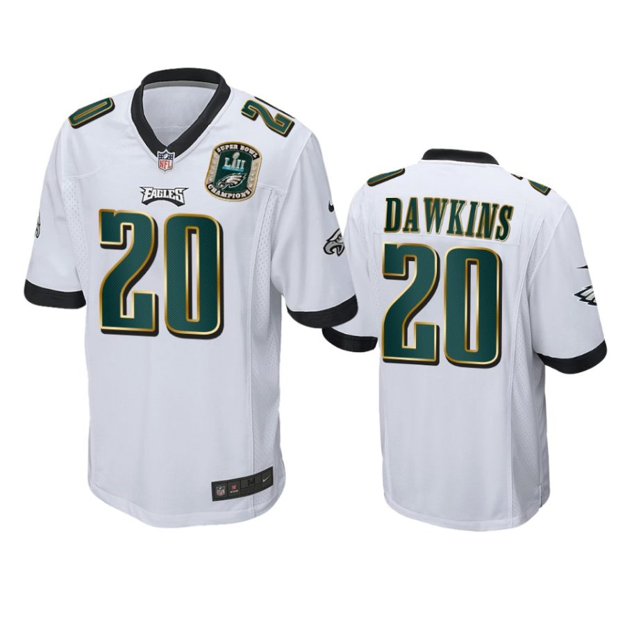 eagles brian dawkins white super bowl lii champions patch game jersey