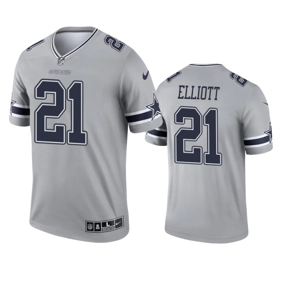 ezekiel elliott cowboys 2021 inverted legend gray jersey