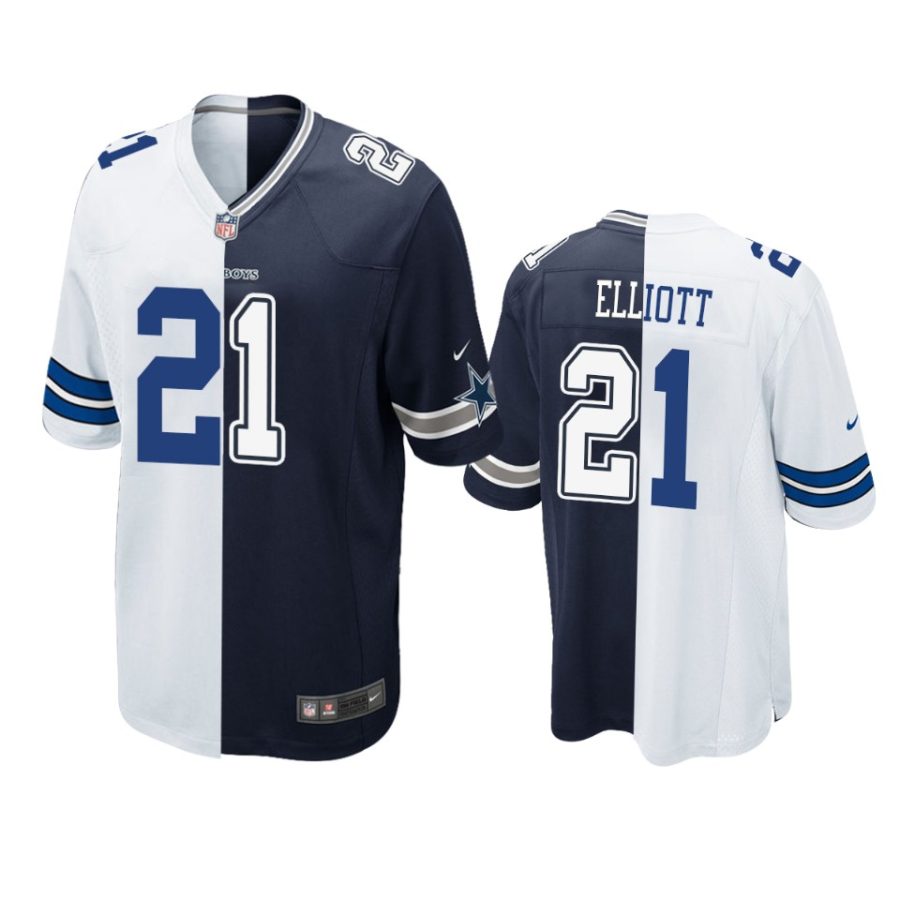 ezekiel elliott cowboys navy white split game jersey