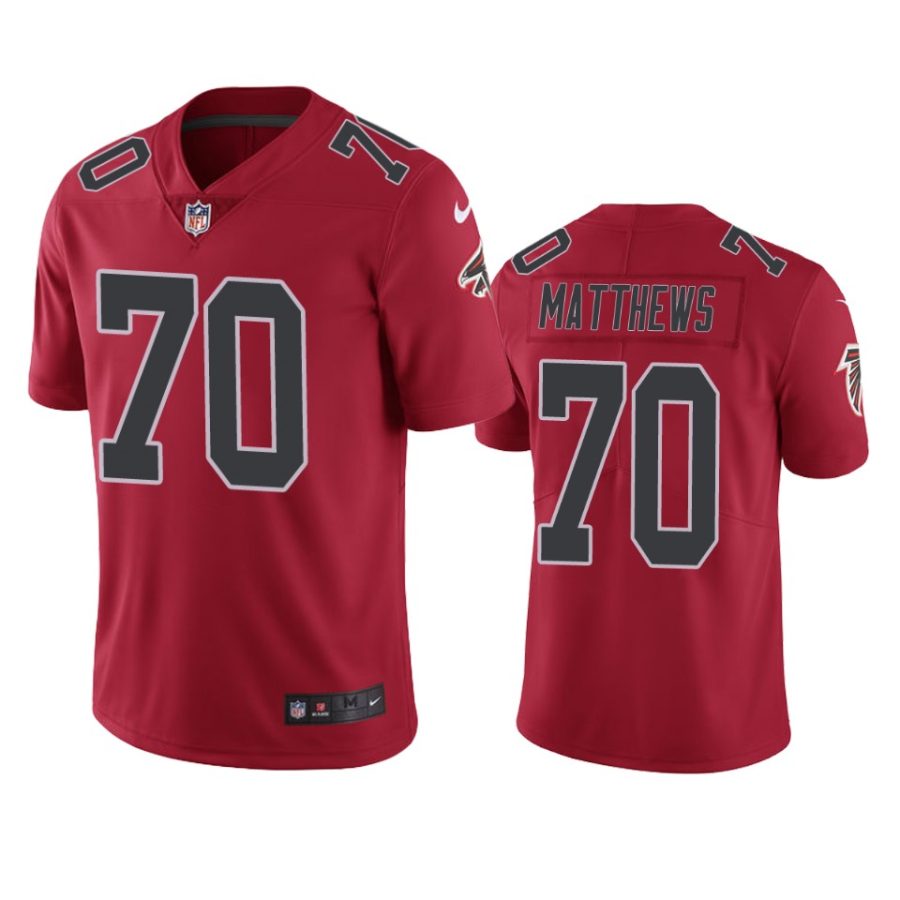 falcons 70 jake matthews red color rush limited jersey