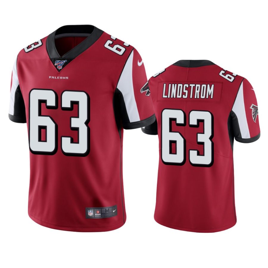 falcons chris lindstrom red limited 100th season jersey