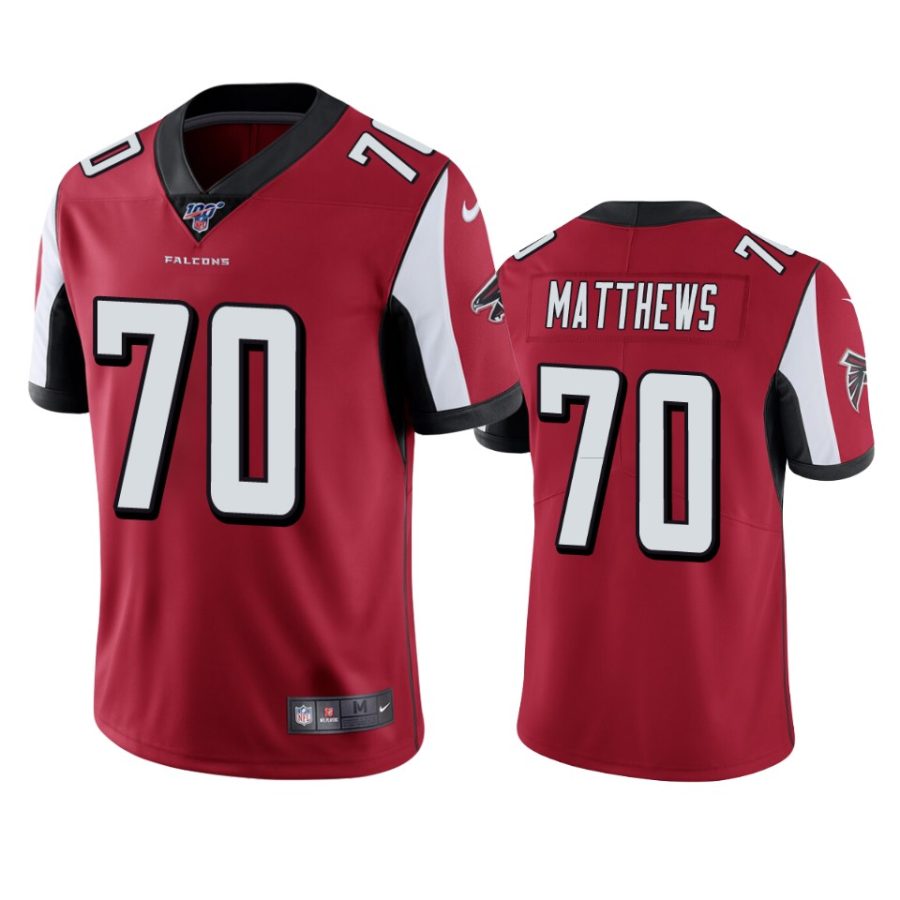 falcons jake matthews red limited 100th season jersey