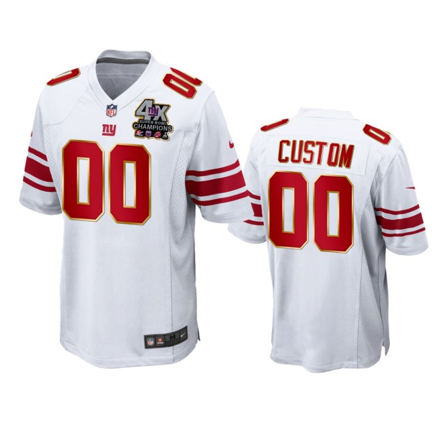 giants custom white 4x super bowl champions patch game jersey