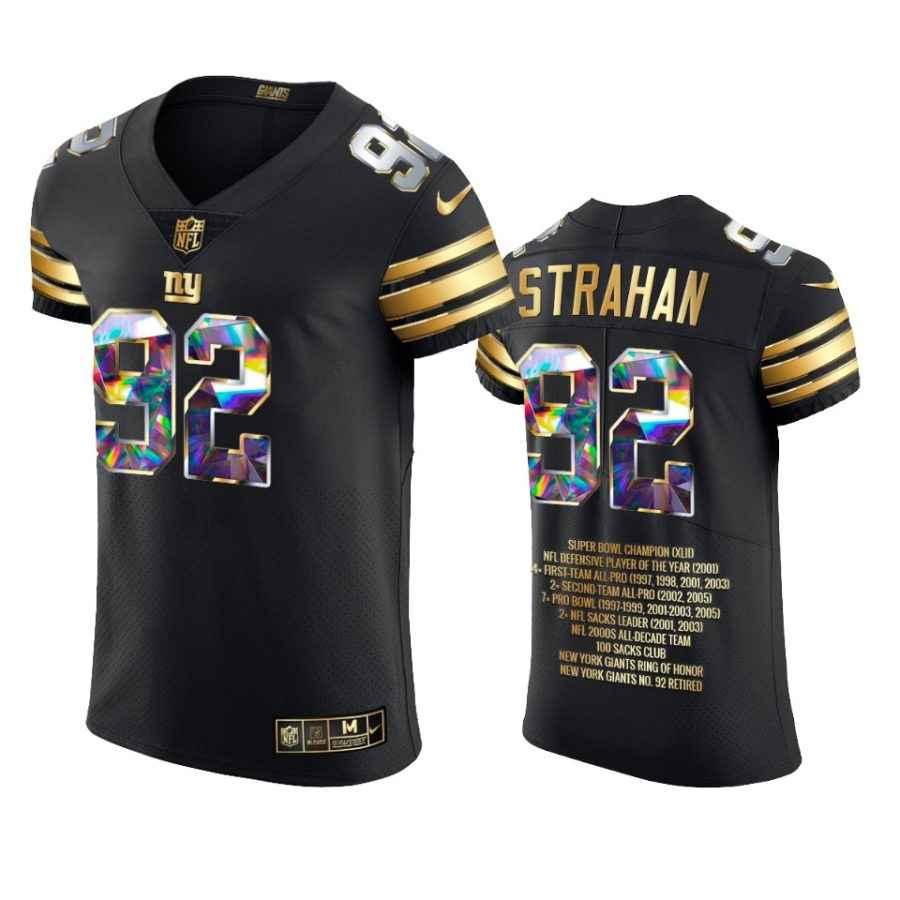 giants michael strahan black career highlights diamond edition jersey